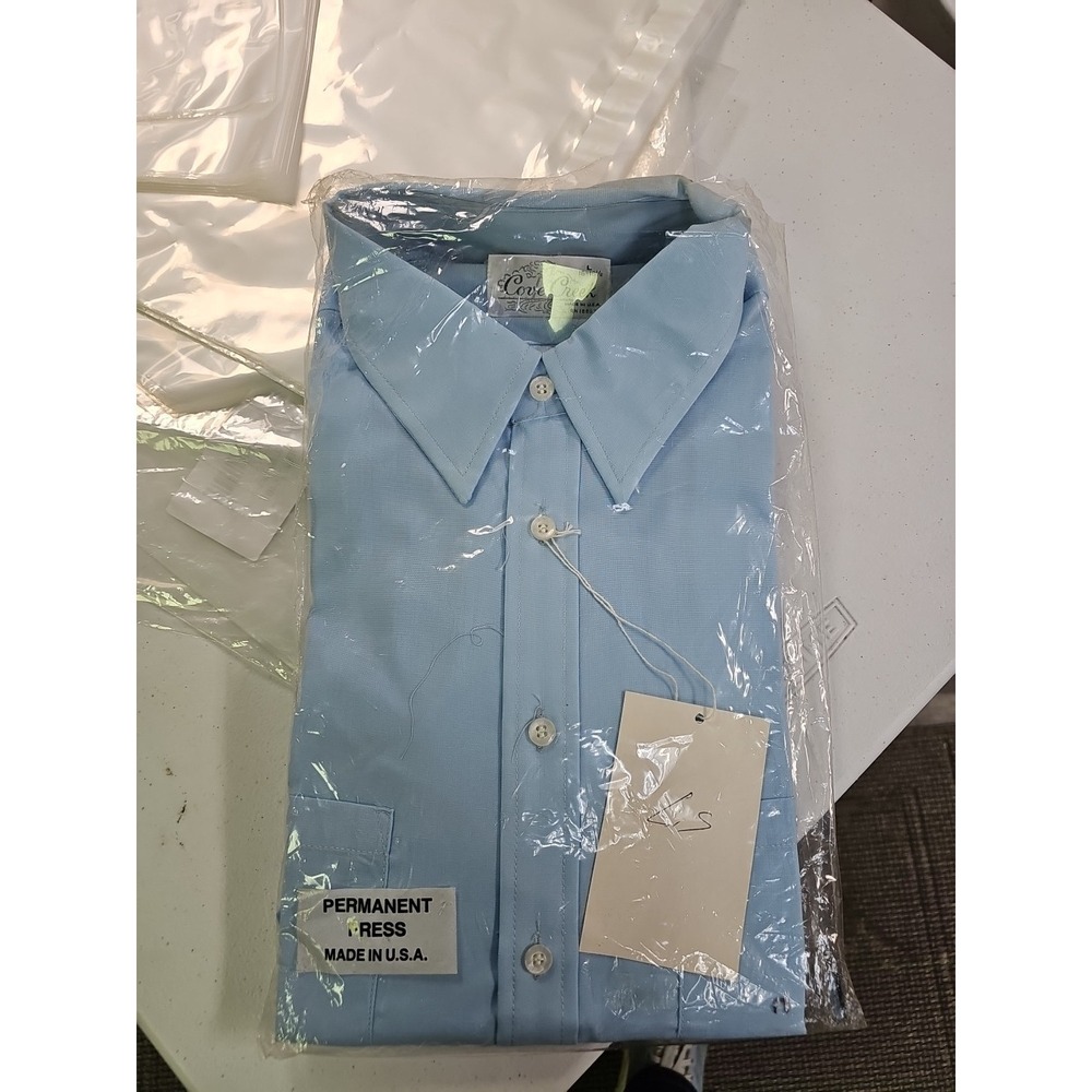 Vtg Cove Creek Mens Med Long Sleeve Button Up Shirt Sz L 16-16 1/2 Blue USA